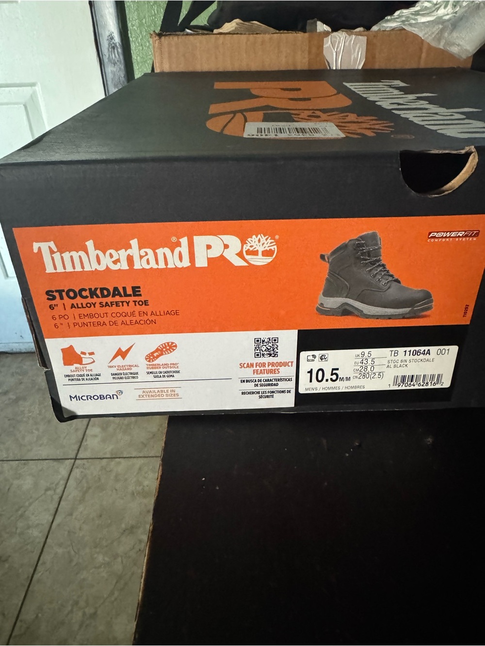 Timberland PRO' Stockdale Work Boots in Black and Orange Box size 10.5 New